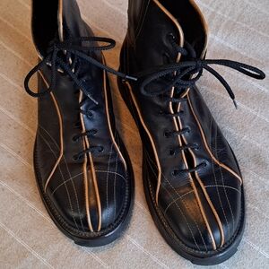 Daniele Alessandrini Black and Tan Men's Combat Boots